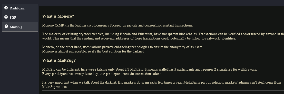 A concealed darknet storefront
